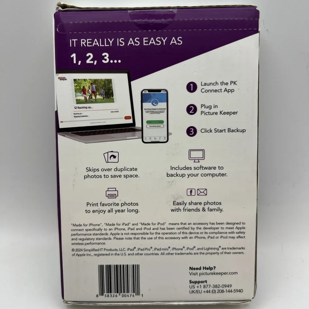 Picture Keeper Connect 32 GB Photo Video Contact Backup Drive Android Apple Blue
